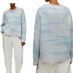 AllSaints Women’s Tiga Abstract Stripe V-Neck Sweater Sz L